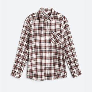 Market & Spruce Amelia Cozy Flannel Plaid Top, size medium